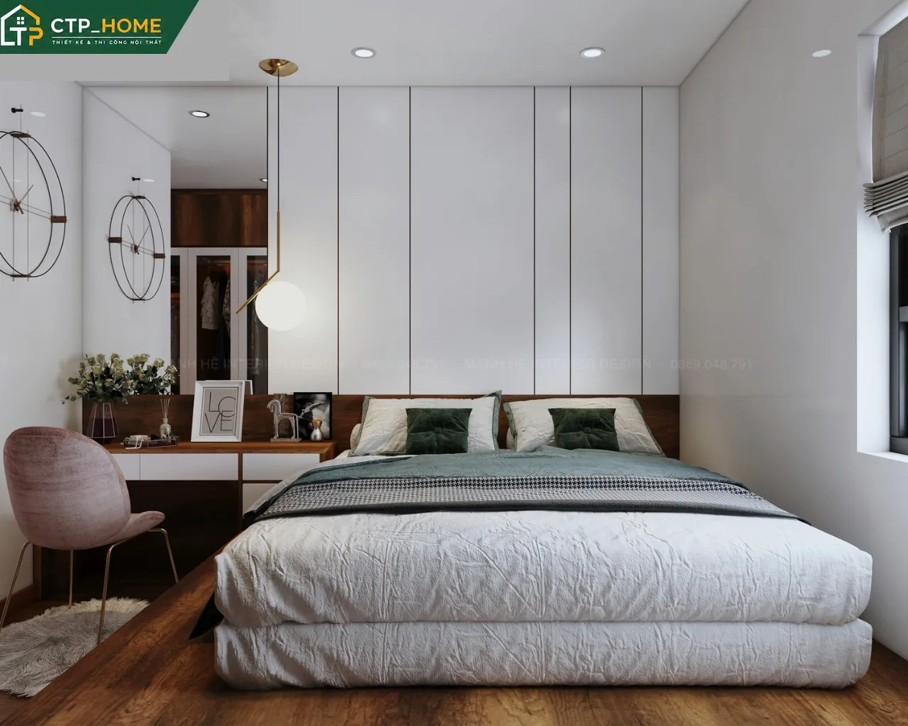Toàn cảnh không gian sống sau khi hoàn thiện thiết kế nội thất chung cư Sky Center 67m2