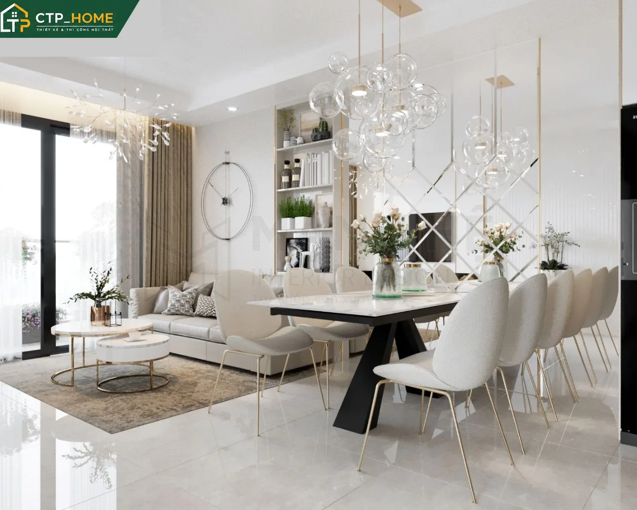 Phòng ngủ master chung cư Gold View 85m2 với giường gỗ sồi, đầu giường bọc da mềm và hệ tủ áo âm tường hiện đại