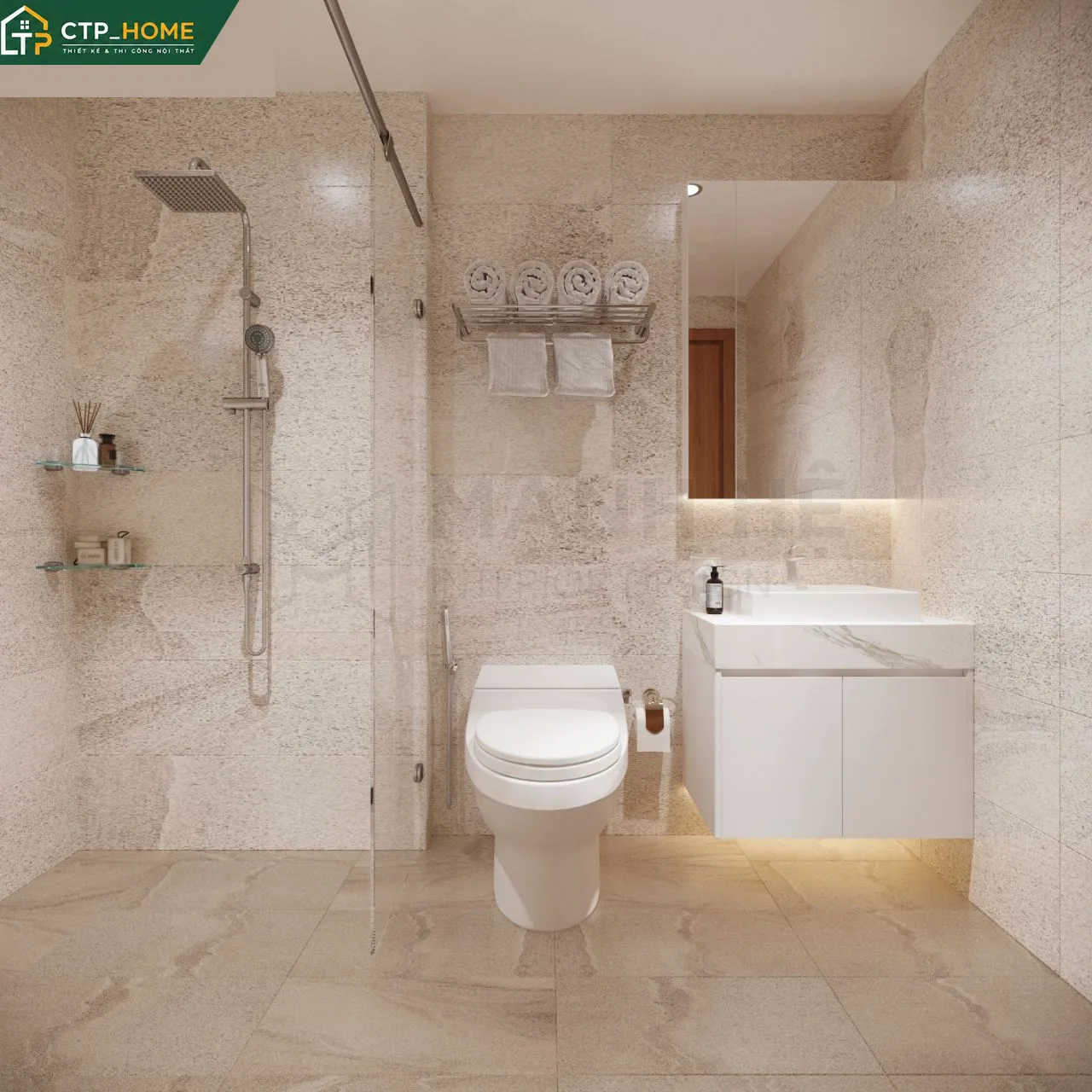 Thiết kế nội thất chung cư Vinhomes Grand Park 31m2 – không gian bếp hiện đại với tủ bếp chữ I và thiết bị nhập khẩu