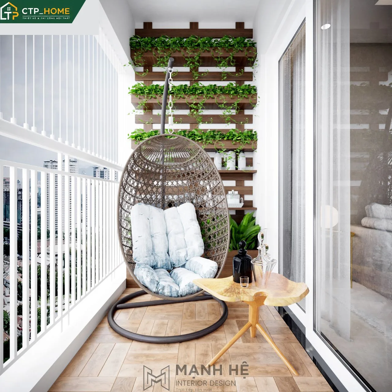 Phòng ngủ master chung cư Celadon Ruby 72m2 với giường gỗ sồi, đầu giường bọc da và hệ tủ âm tường tối ưu