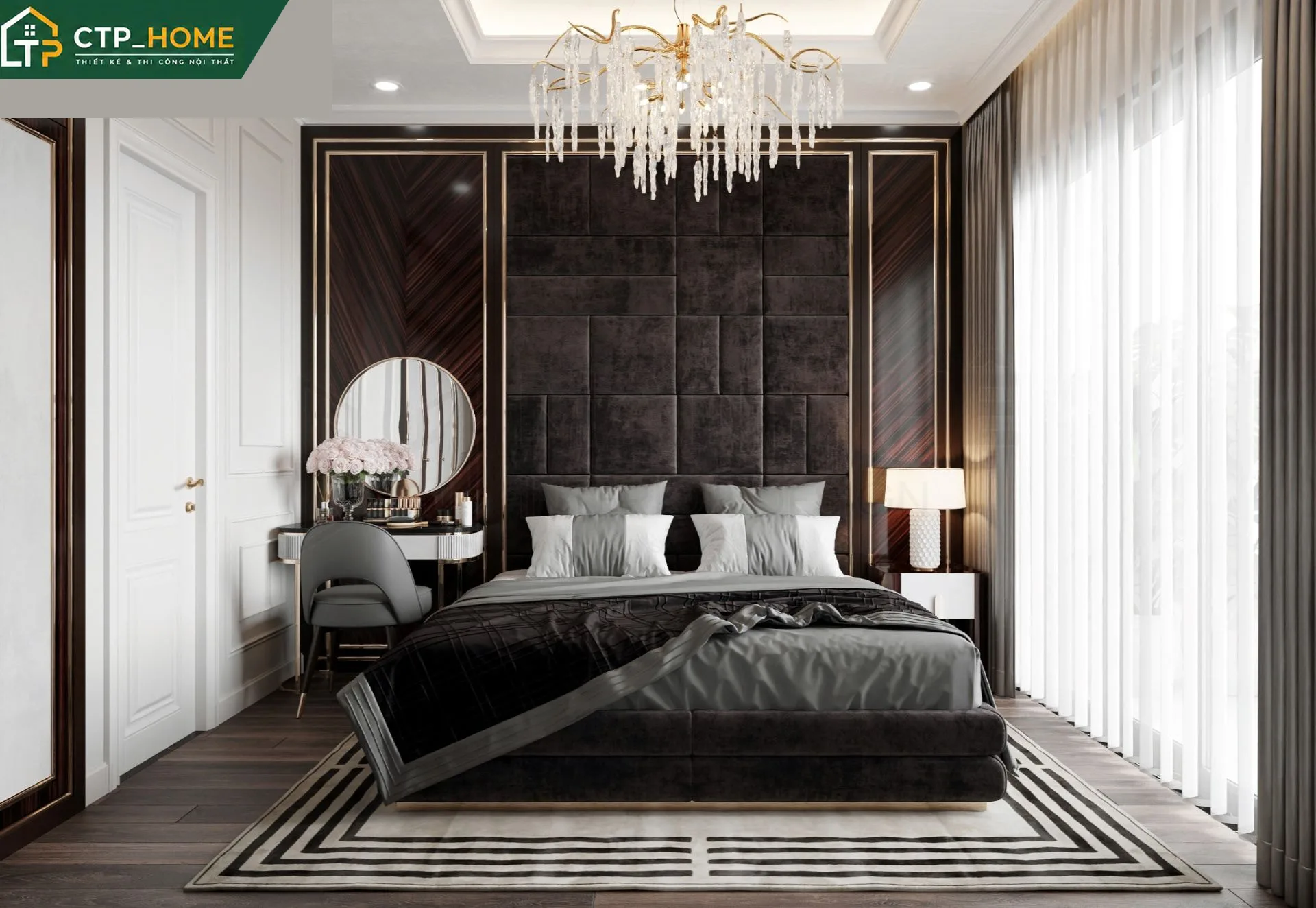 Thiết kế nội thất phòng ngủ master chung cư Diamond Alnata 97m2 tại Tân Phú