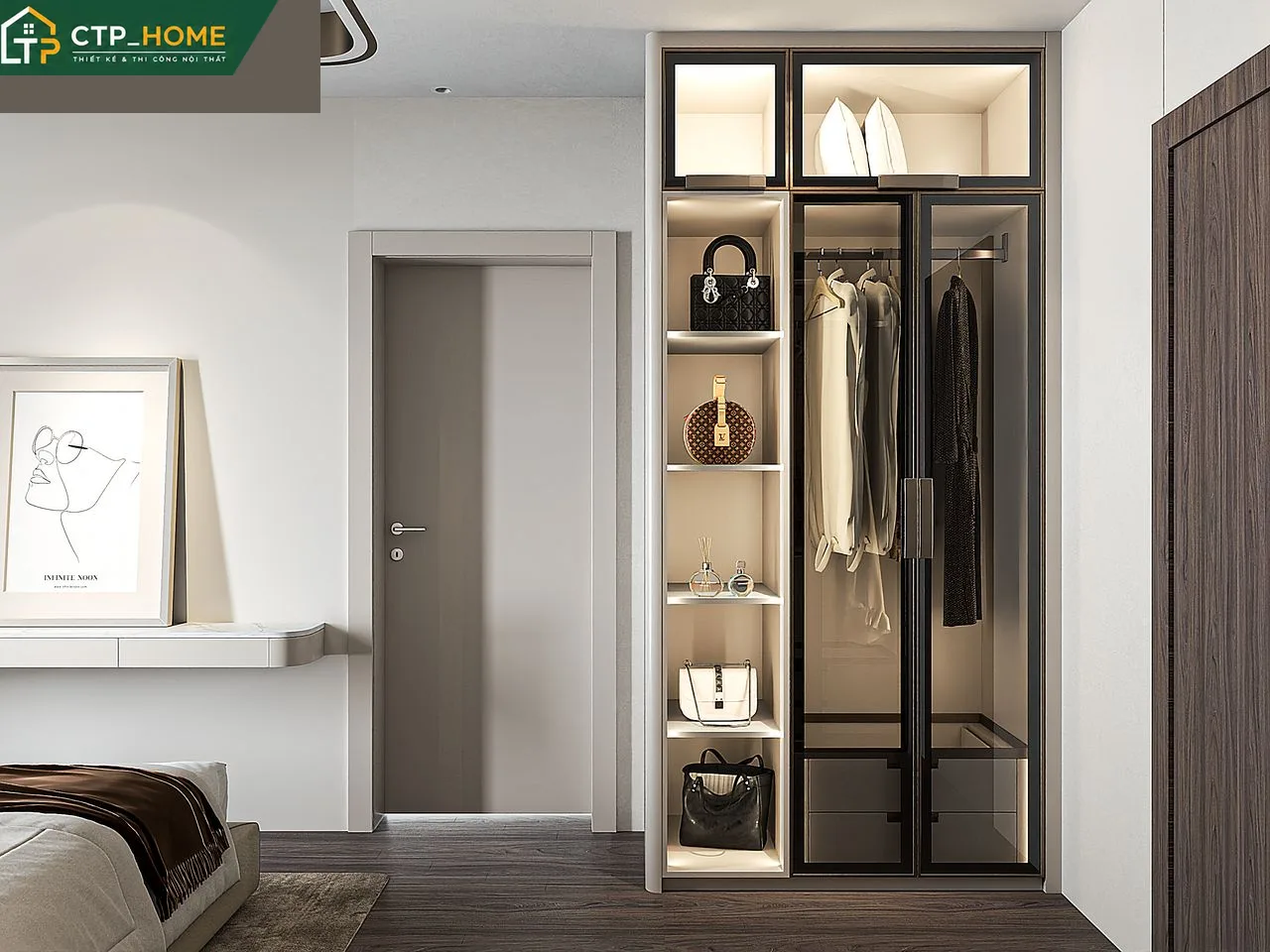 Phòng ngủ master thiết kế nội thất Diamond Centery 97m2 bởi CTP_HOME