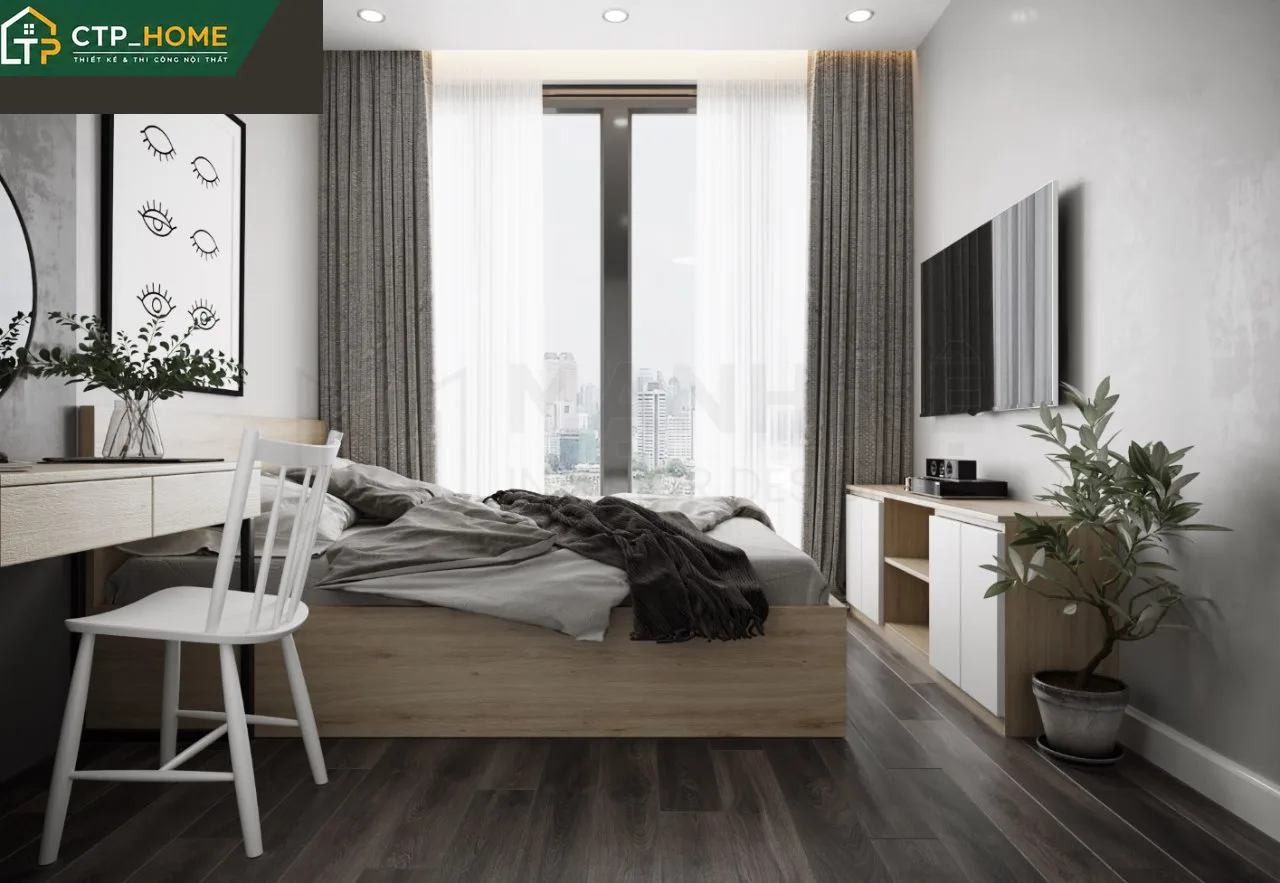 Phòng ngủ master chung cư Eco Green Quận 7 thiết kế nội thất bởi CTP_HOME