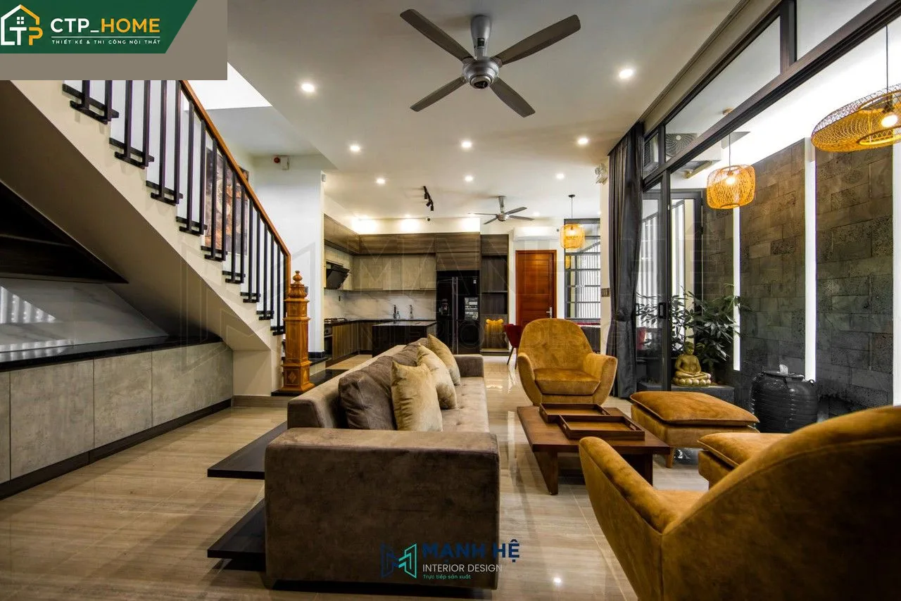 Thiết kế nội thất nhà phố quận 3 hiện đại với tông màu trắng và xám chủ đạo