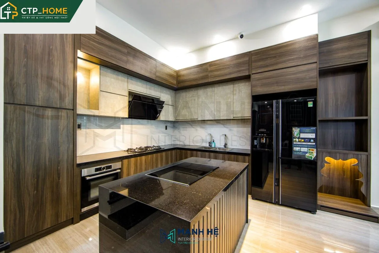 Vật liệu gỗ và laminate cao cấp trong thiết kế nội thất nhà phố quận 3