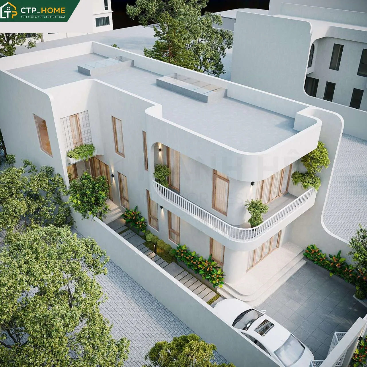 Thiết kế nội thất phòng bếp nhà phố Quận 8 với đảo bếp liền bàn ăn và hệ tủ thông minh