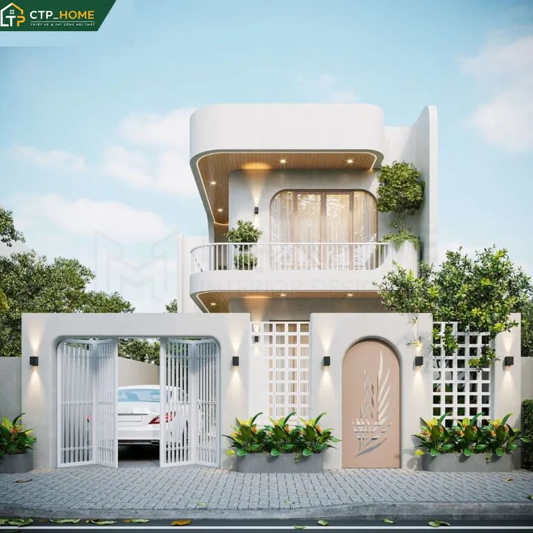 Thiết kế nội thất phòng ngủ master nhà phố Quận 8 với giường gỗ óc chó và hệ tủ walk-in sang trọng