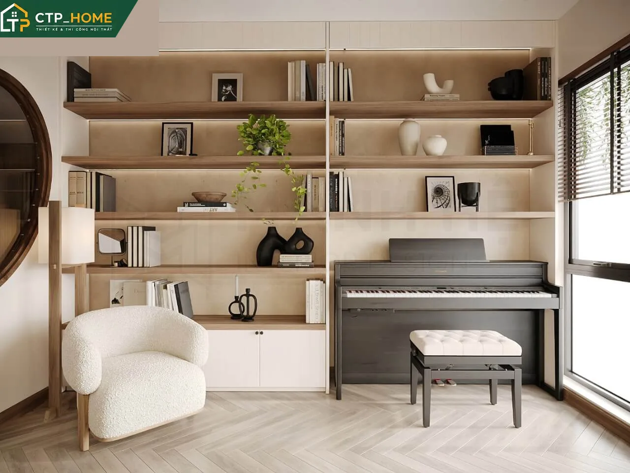 Góc nhìn tổng thể không gian sống sau khi hoàn thiện thiết kế nội thất chung cư Lumiere Boulevard Type 1