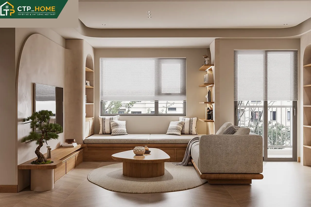 Góc nhìn tổng quan phòng khách dự án Masteri Thảo Điền 74m2