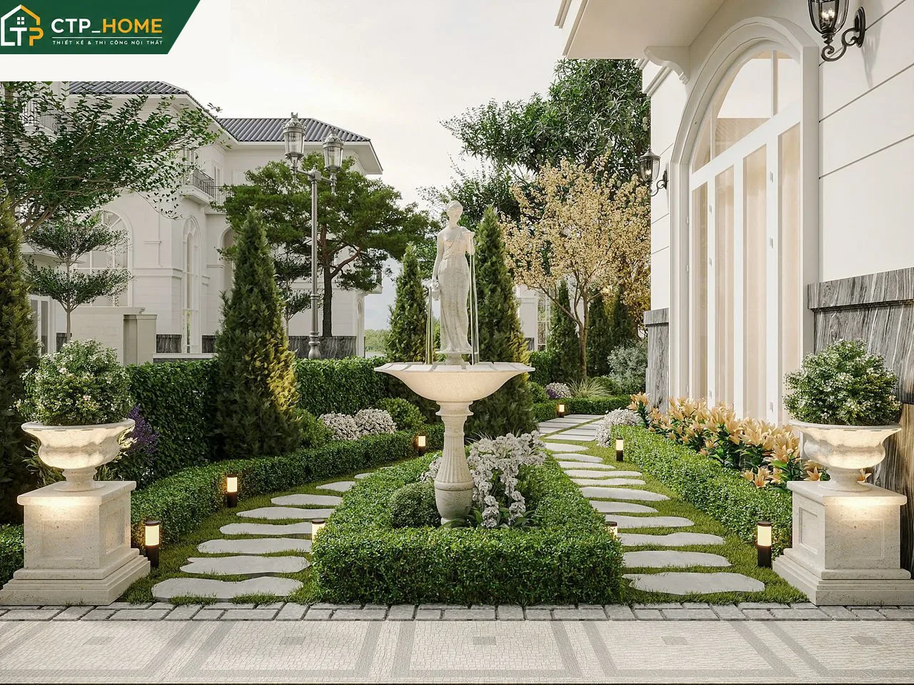 Tổng quan không gian phòng khách biệt thự Sol Villas 3 tầng hiện đại