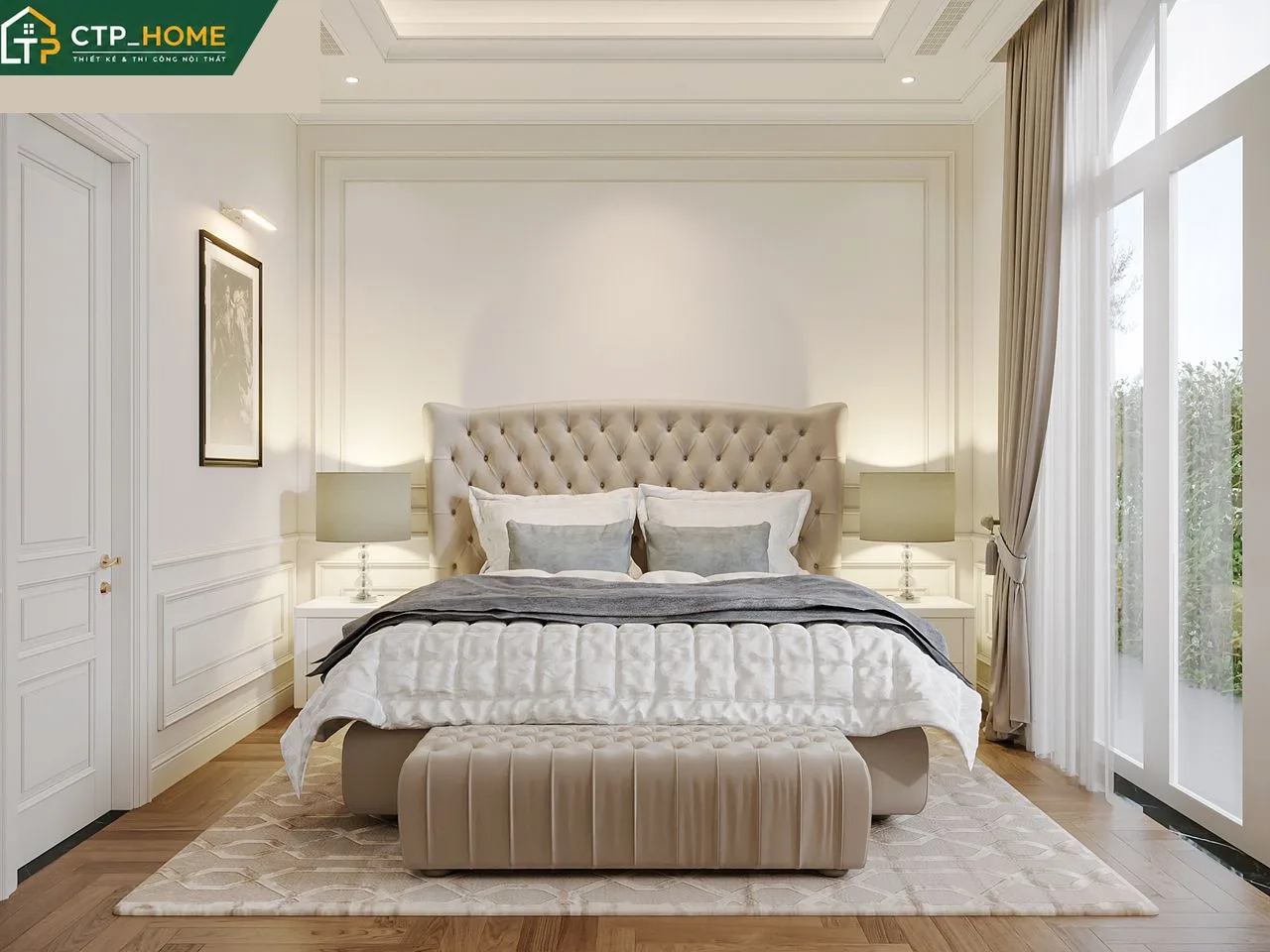 Góc làm việc và trang trí nghệ thuật trong không gian biệt thự