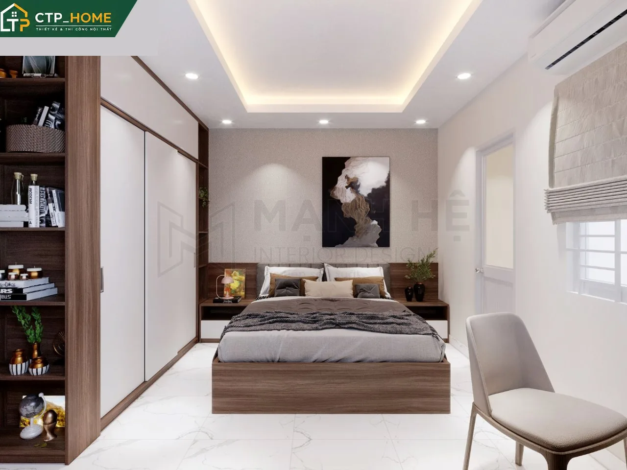 Bếp ăn mở hiện đại nhà phố Bình Tân với đảo bếp và hệ tủ thông minh tích hợp thiết bị gia dụng