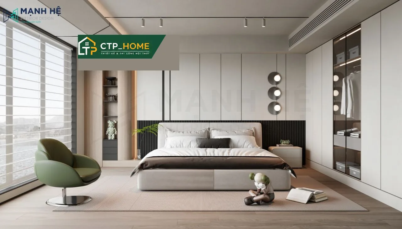 Góc bếp và bàn ăn liền kề trong thiết kế nội thất chung cư Sky Center 135m2 hiện đại