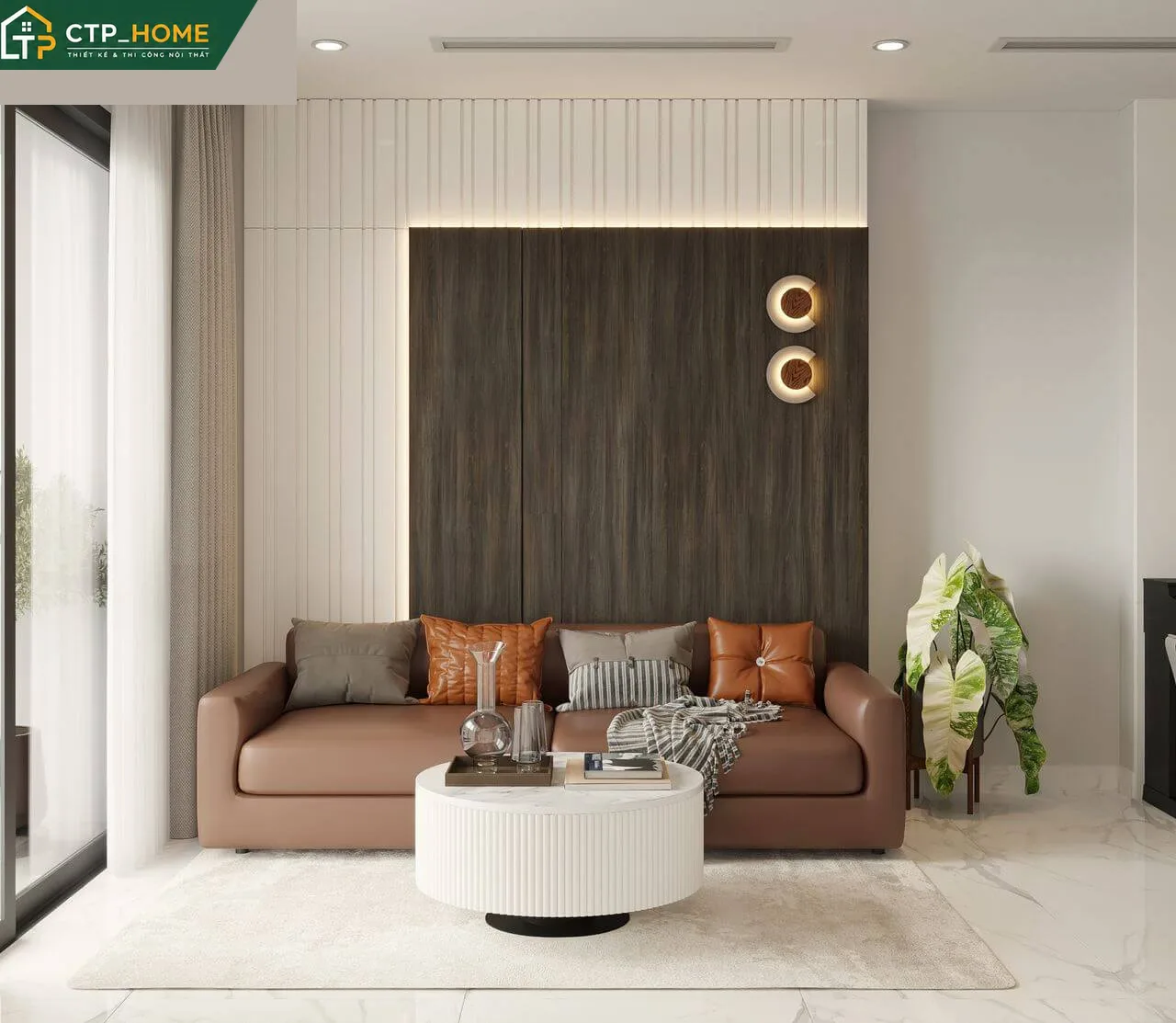 Phòng khách chung cư The Beverly 79m2 2PN thiết kế hiện đại bởi CTP_HOME