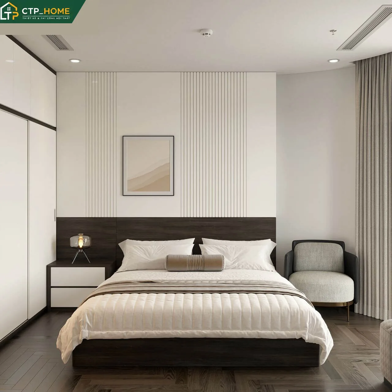 Phòng ngủ master chung cư The Beverly 79m2 2PN thiết kế sang trọng, tiện nghi bởi CTP_HOME
