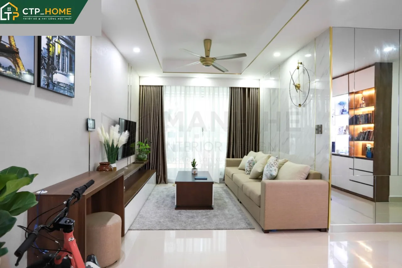 Phòng khách căn hộ Melody thiết kế hiện đại tối giản