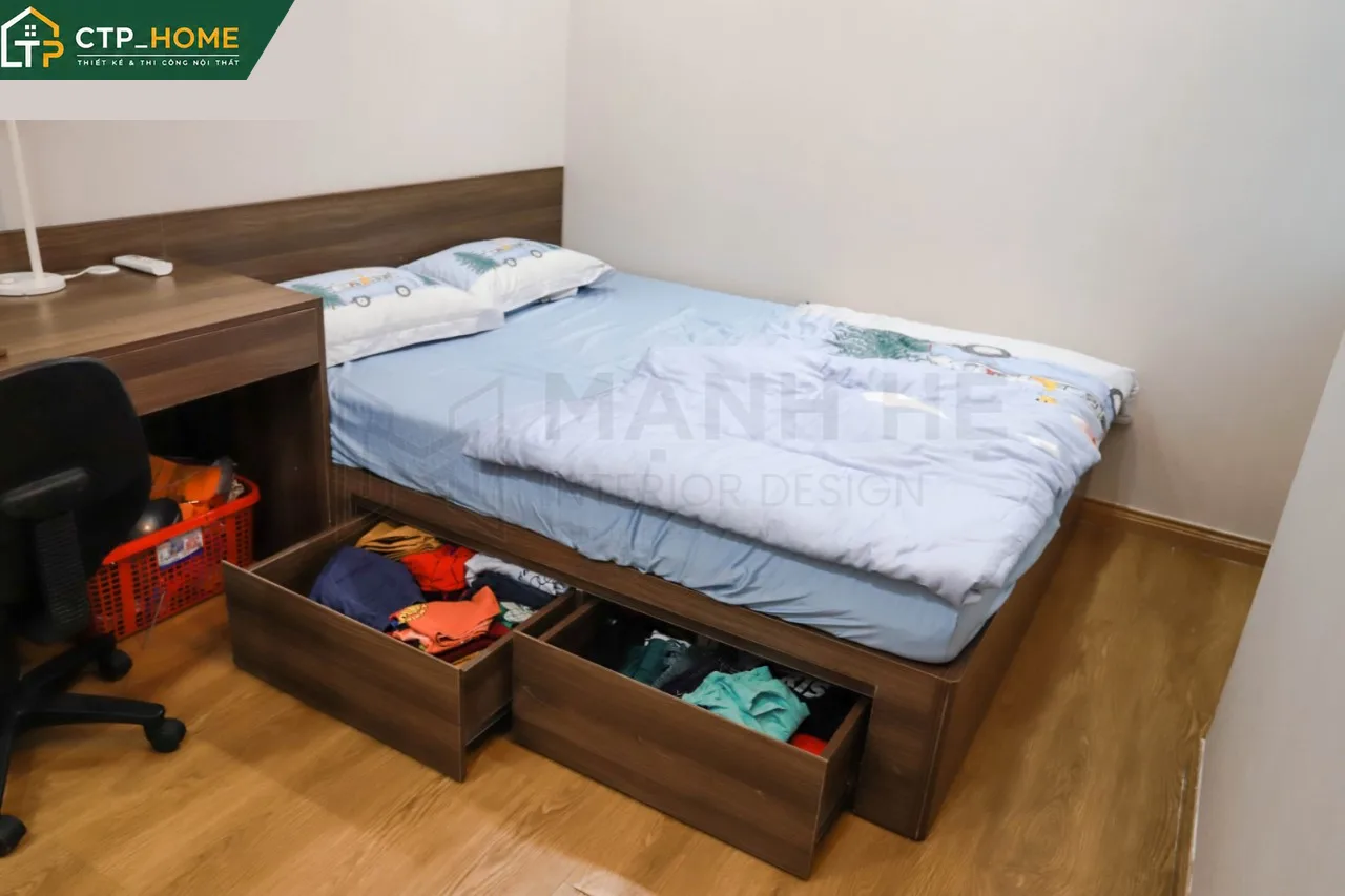 Hệ thống ánh sáng LED âm trần tại phòng khách căn hộ Melody