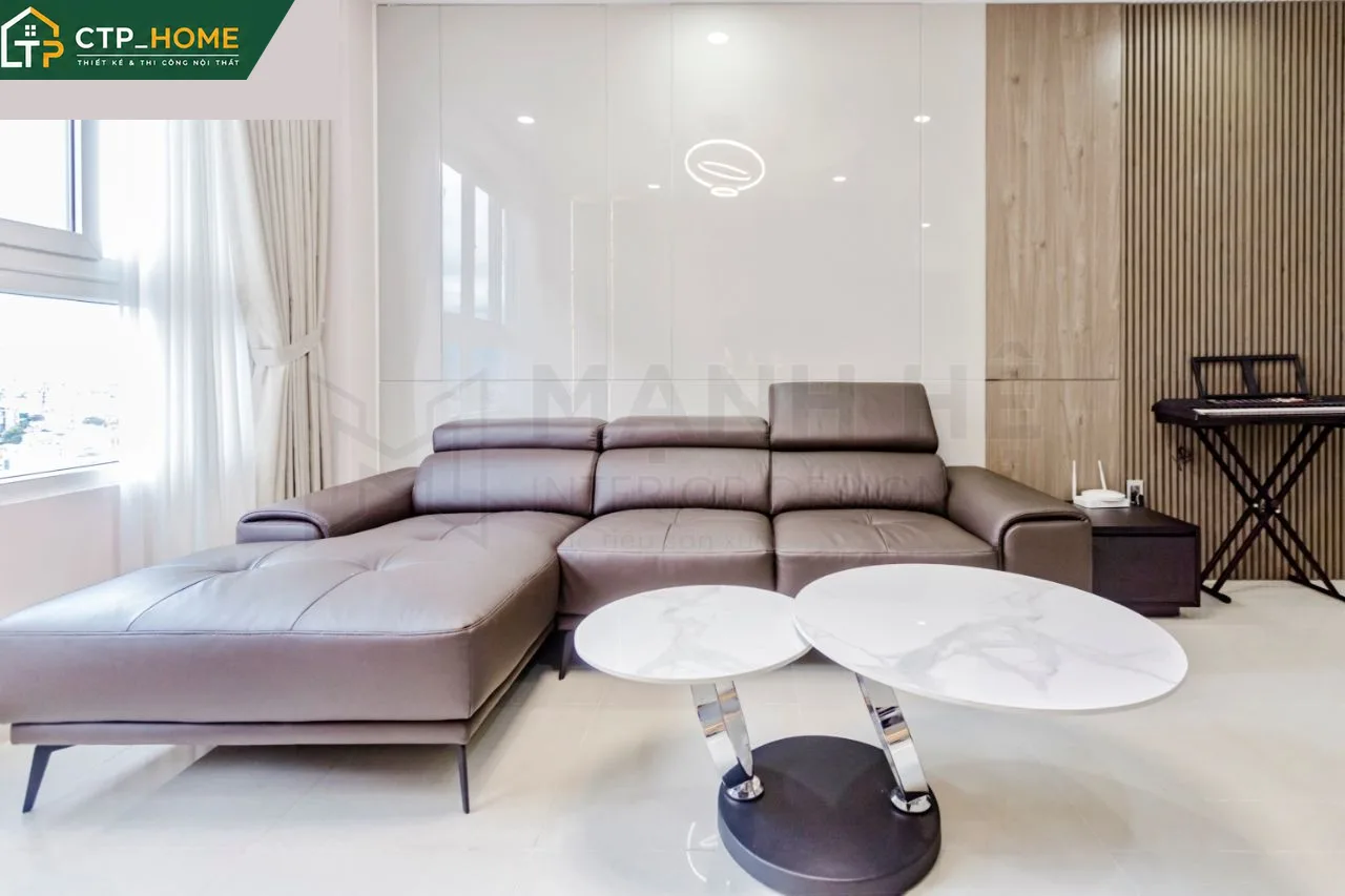 Thi công nội thất chung cư Thủy Lợi 4 Quận 7 phòng khách hiện đại