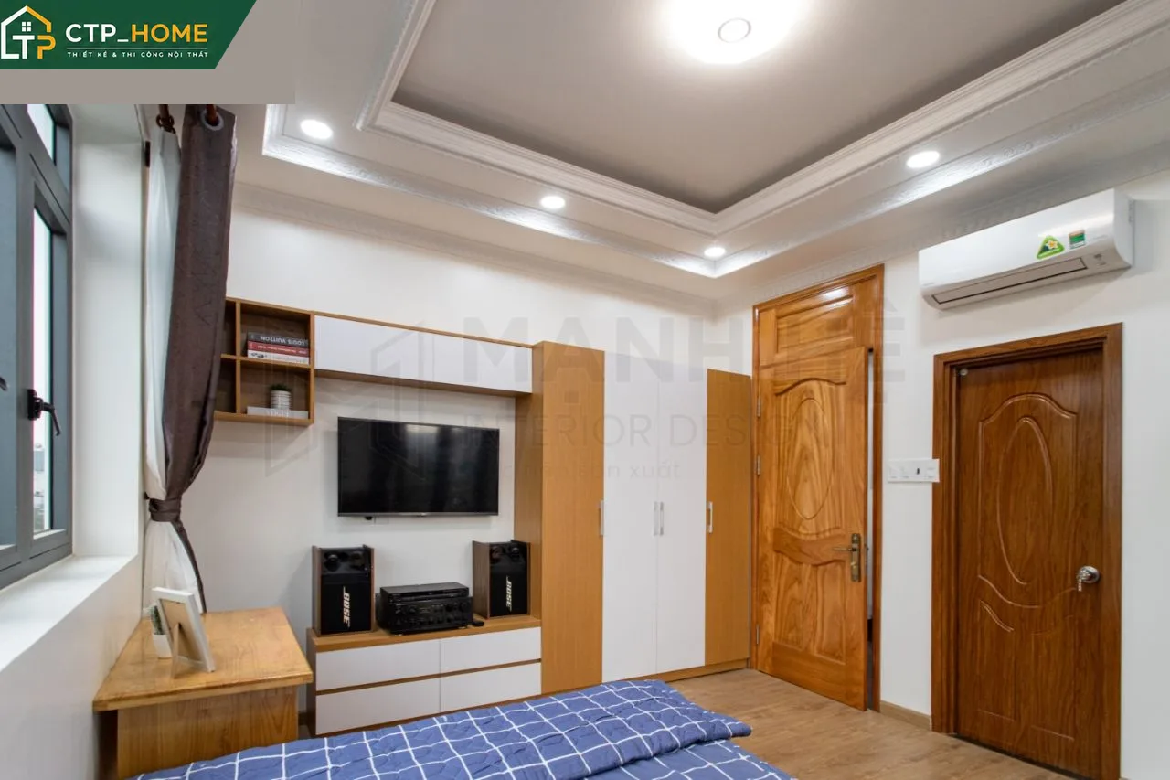 Không gian phòng ngủ phụ nhà phố thiết kế hiện đại tiện nghi