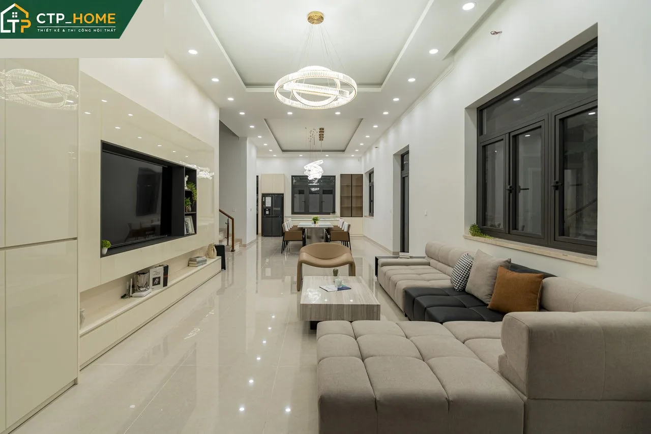 Phòng khách nhà phố Đồng Nai thiết kế hiện đại sang trọng