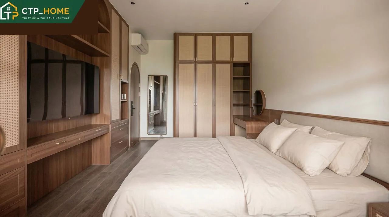 Thi công nội thất nhà phố 250m2 - hệ tủ bếp và khu vực ăn uống