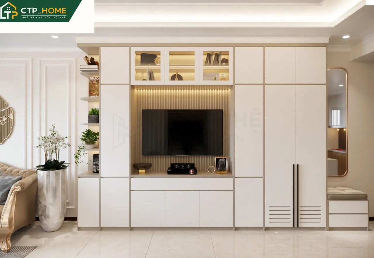 Thiết kế nội thất bếp chữ I bán đảo kết hợp quầy bar mini cho căn hộ One Verandah 70m2