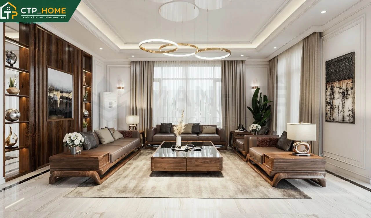 Vật liệu nội thất cao cấp được CTP_HOME sử dụng trong thiết kế phòng khách tại TP.HCM