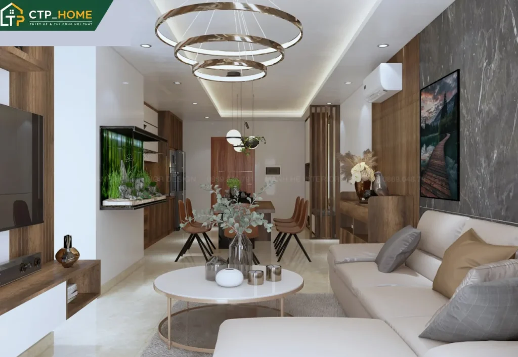 Thiết kế nội thất chung cư Sky Center 67m2 hiện đại cho anh Công - Ảnh 2