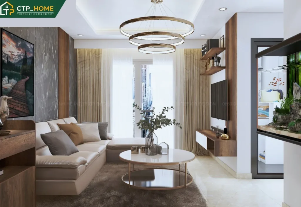 Thiết kế nội thất chung cư Sky Center 67m2 hiện đại cho anh Công - Ảnh 3