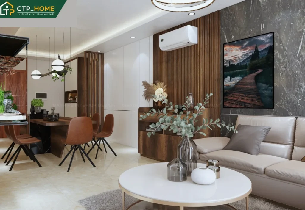 Thiết kế nội thất chung cư Sky Center 67m2 hiện đại cho anh Công - Ảnh 4
