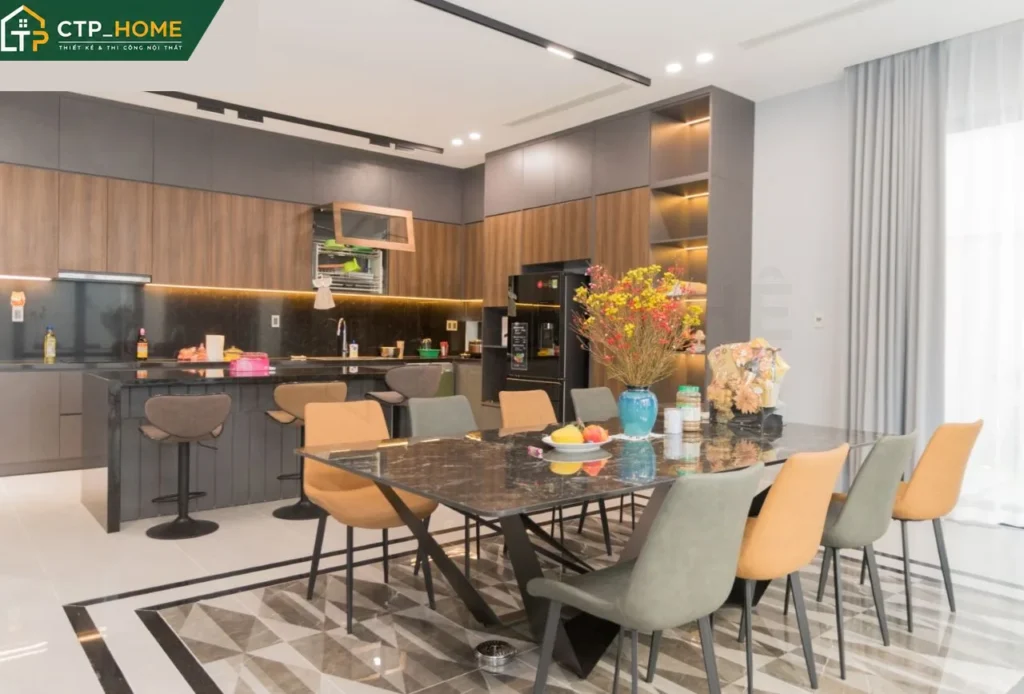 Thiết kế nội thất biệt thự 3 lầu 120m2 Quận 6 phong cách hiện đại sang trọng - Ảnh 2