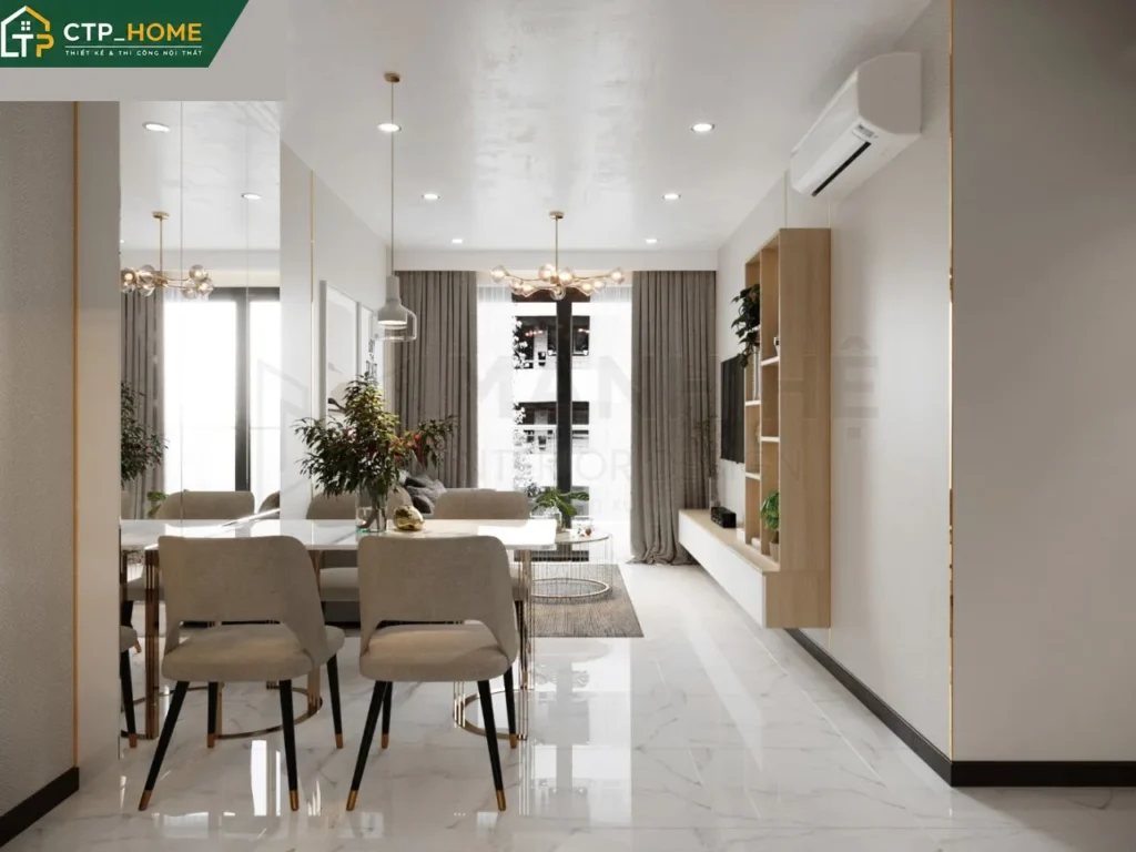 Thiết kế nội thất chung cư C-SkyView 79m2 2PN hiện đại tại TP.HCM - Ảnh 2