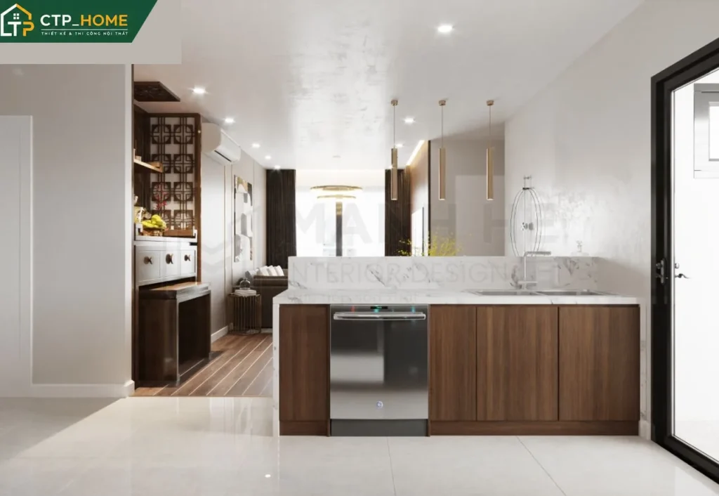 Thiết kế nội thất chung cư D’lusso Emerald 98m2 hiện đại sang trọng - Ảnh 6