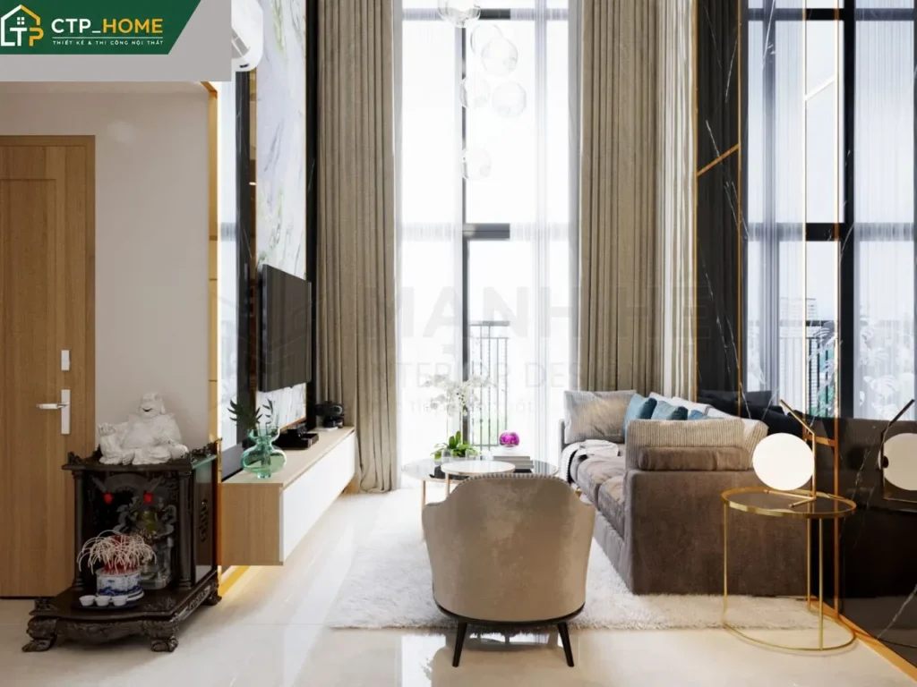 Thiết kế nội thất chung cư Emerald Celadon Tân Phú 130m2 hiện đại - Ảnh 2