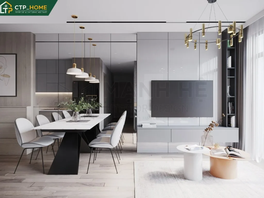 Thiết kế nội thất chung cư Vinhomes Grand Park 81m2 hiện đại cho chị Huyền - Ảnh 1