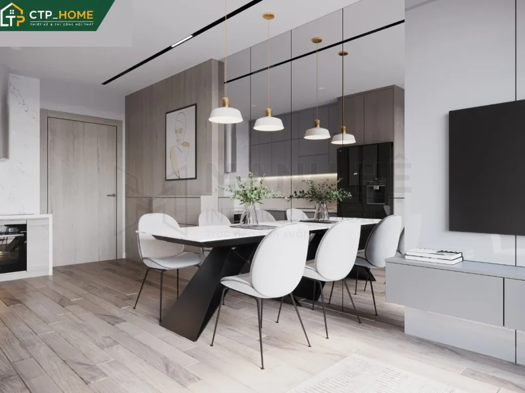 Thiết kế nội thất chung cư Vinhomes Grand Park 81m2 hiện đại cho chị Huyền - Ảnh 2