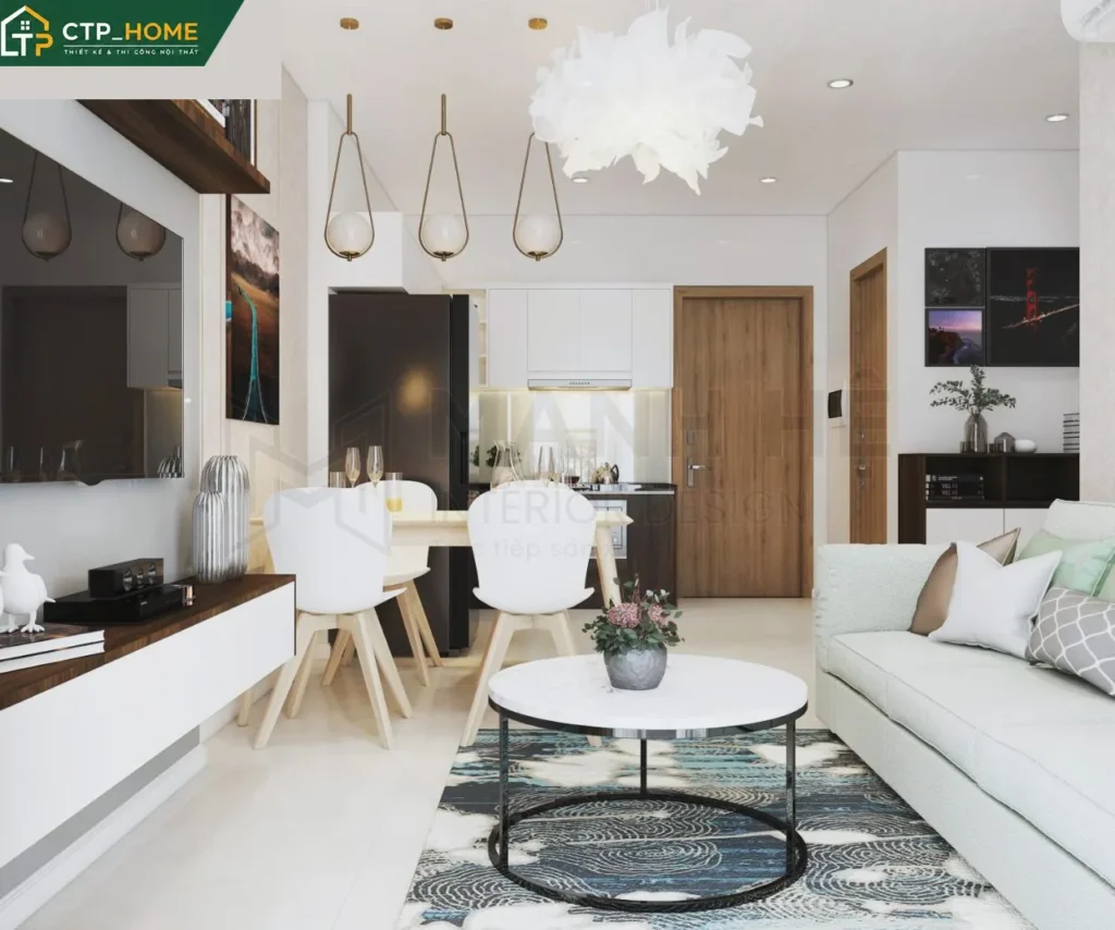 Thiết kế nội thất chung cư Vinhomes Grand Park 46m2 1PN hiện đại - Ảnh 2