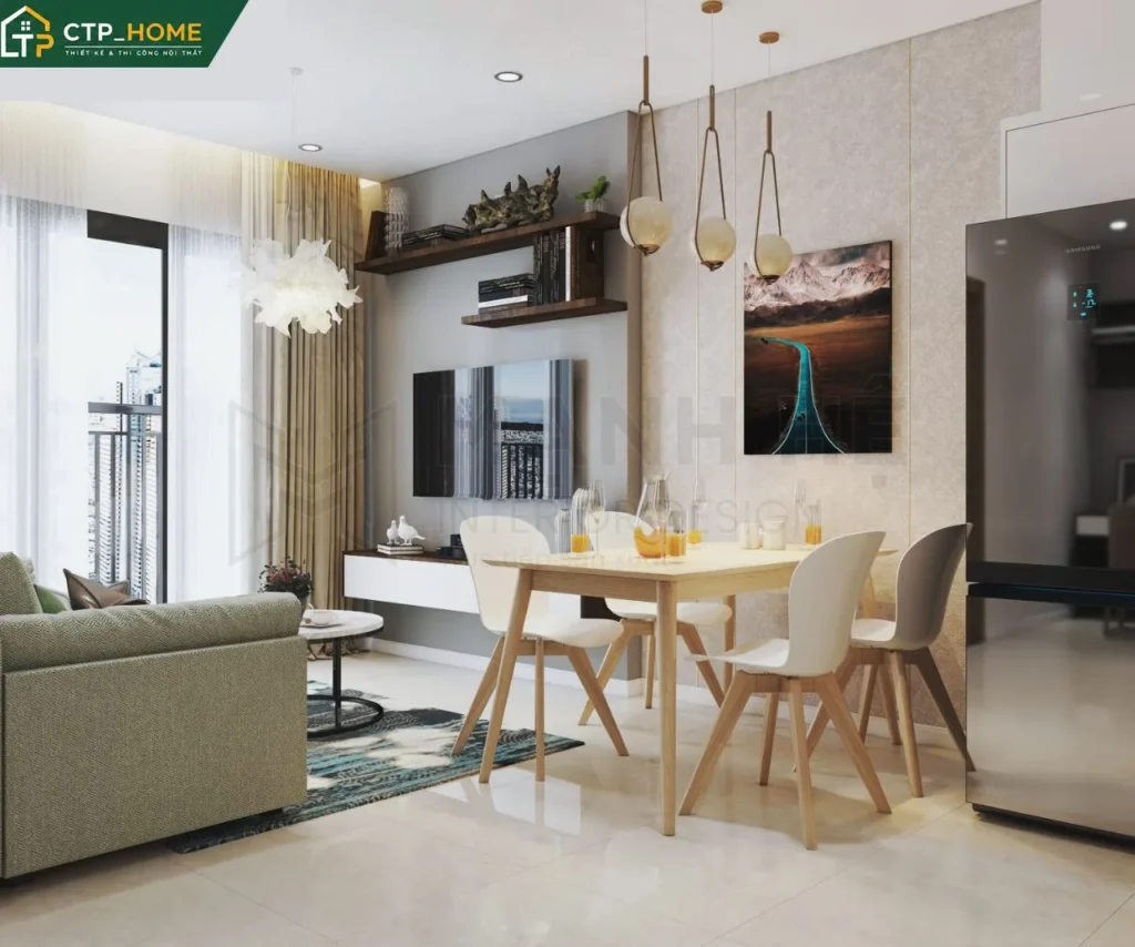 Thiết kế nội thất chung cư Vinhomes Grand Park 46m2 1PN hiện đại - Ảnh 3