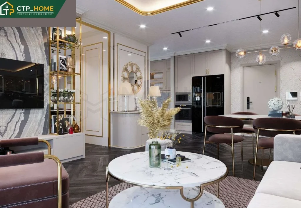 Thiết kế nội thất chung cư Diamond Riverside Quận 8 – 72m2 1PN hiện đại sang trọng - Ảnh 2