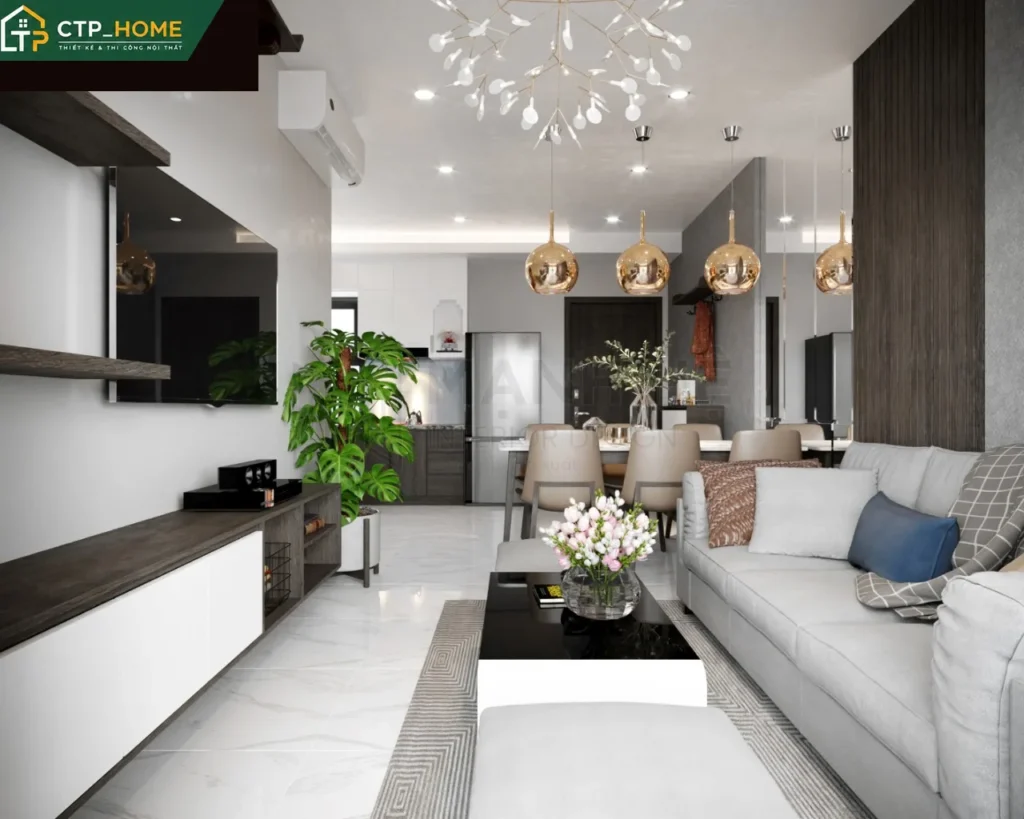 Thiết kế nội thất chung cư Resgreen Tower 82m2 hiện đại tại Tân Phú - Ảnh 1