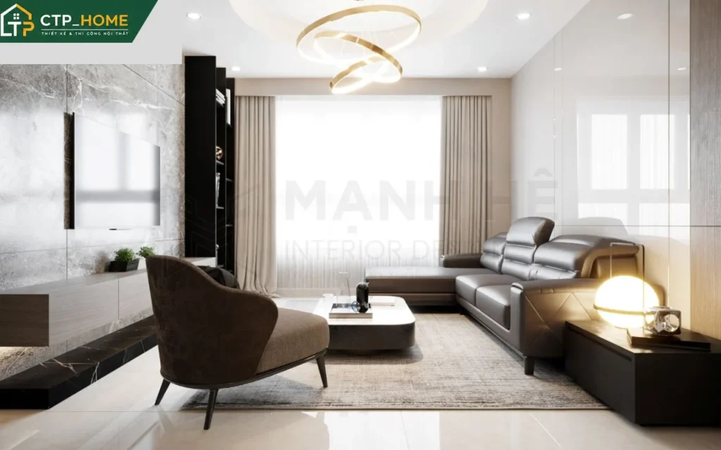 Thiết kế nội thất chung cư Thủy Lợi 4 132m2 3 phòng ngủ hiện đại tại Bình Thạnh - Ảnh 1