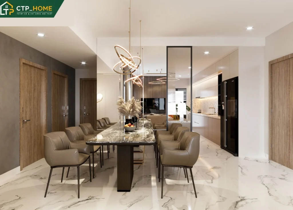 Thiết kế nội thất chung cư Diamond Alnata 96m2 kiểu dáng hiện đại - Ảnh 2