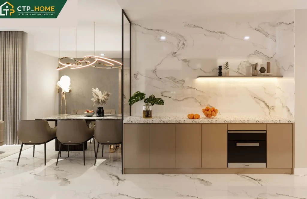 Thiết kế nội thất chung cư Diamond Alnata 96m2 kiểu dáng hiện đại - Ảnh 4