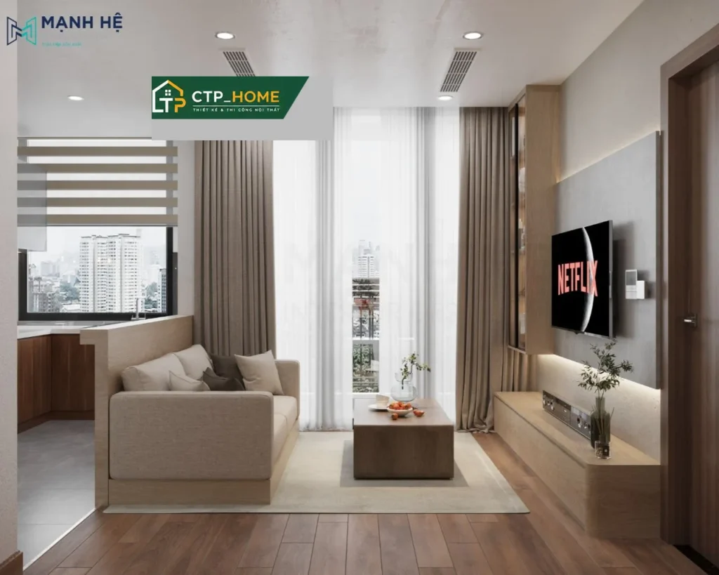 Thiết kế nội thất chung cư Eco Green Saigon 75m2 2 phòng ngủ hiện đại xanh - Ảnh 1
