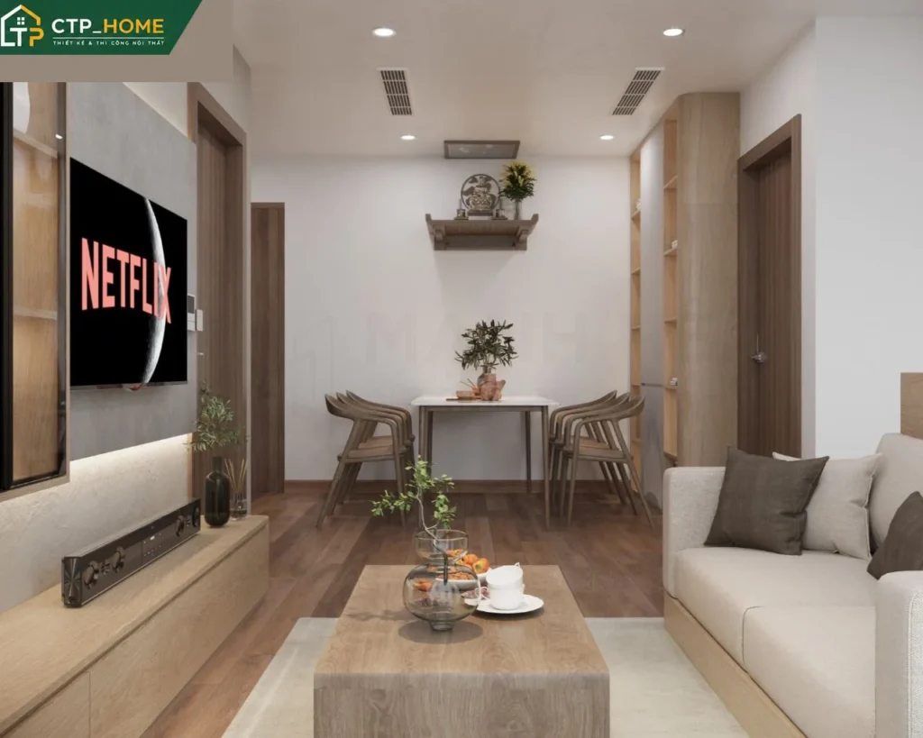 Thiết kế nội thất chung cư Eco Green Saigon 75m2 2 phòng ngủ hiện đại xanh - Ảnh 3
