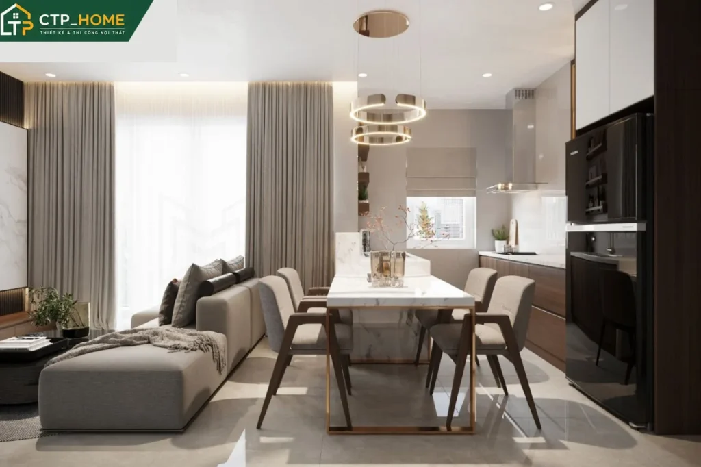 Thiết kế nội thất chung cư Emerald Bình Dương 75m2 hiện đại cho anh Kiên - Ảnh 2
