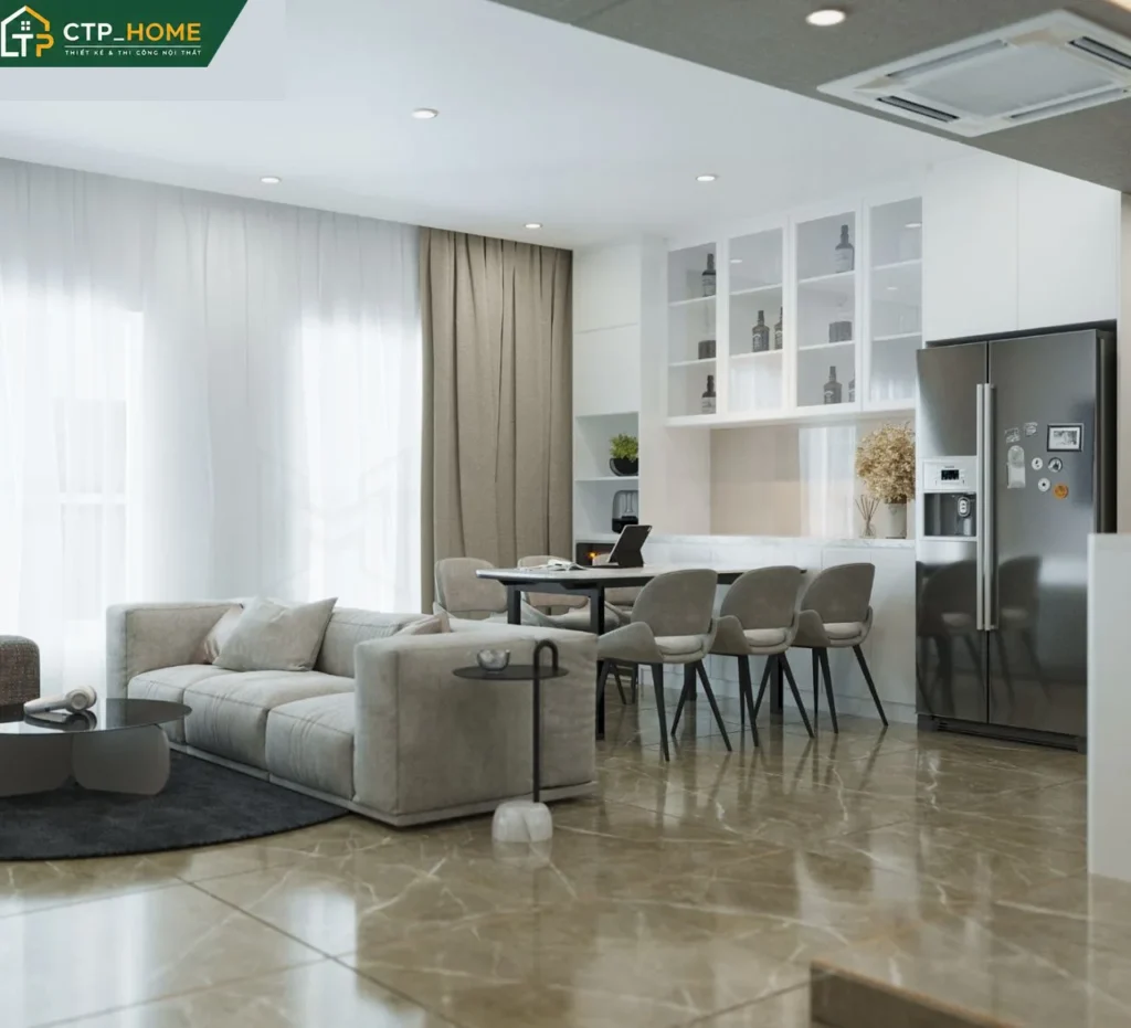 Thiết kế nội thất chung cư Happy Valley Premier 75m2 2 PN hiện đại và tối ưu - Ảnh 2