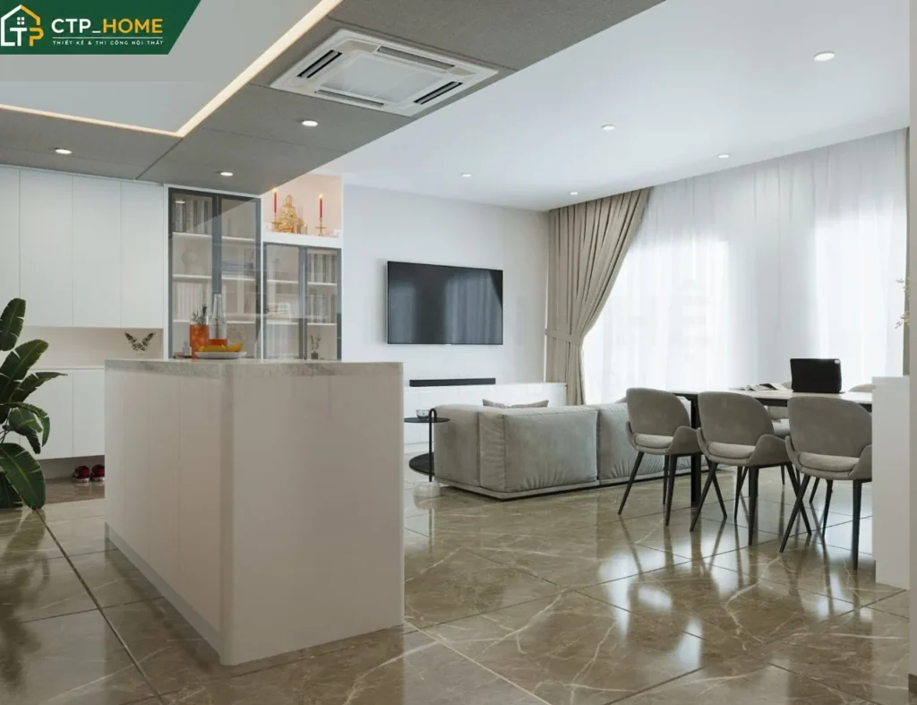 Thiết kế nội thất chung cư Happy Valley Premier 75m2 2 PN hiện đại và tối ưu - Ảnh 3