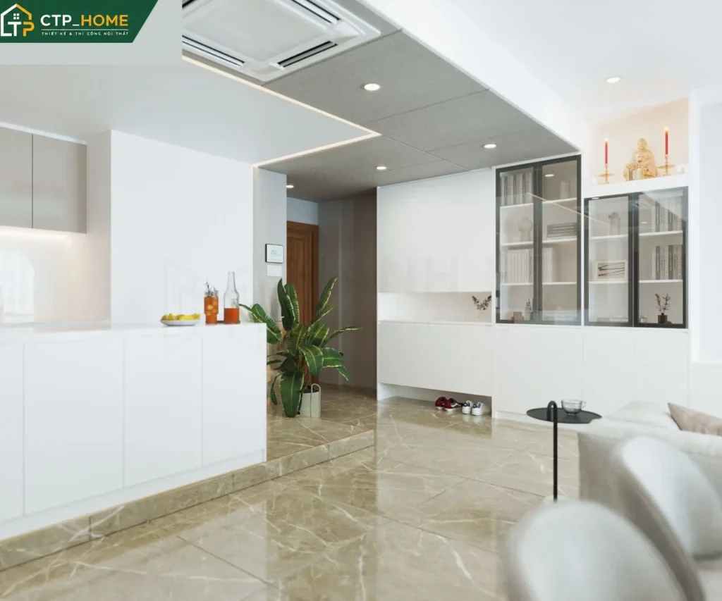 Thiết kế nội thất chung cư Happy Valley Premier 75m2 2 PN hiện đại và tối ưu - Ảnh 4