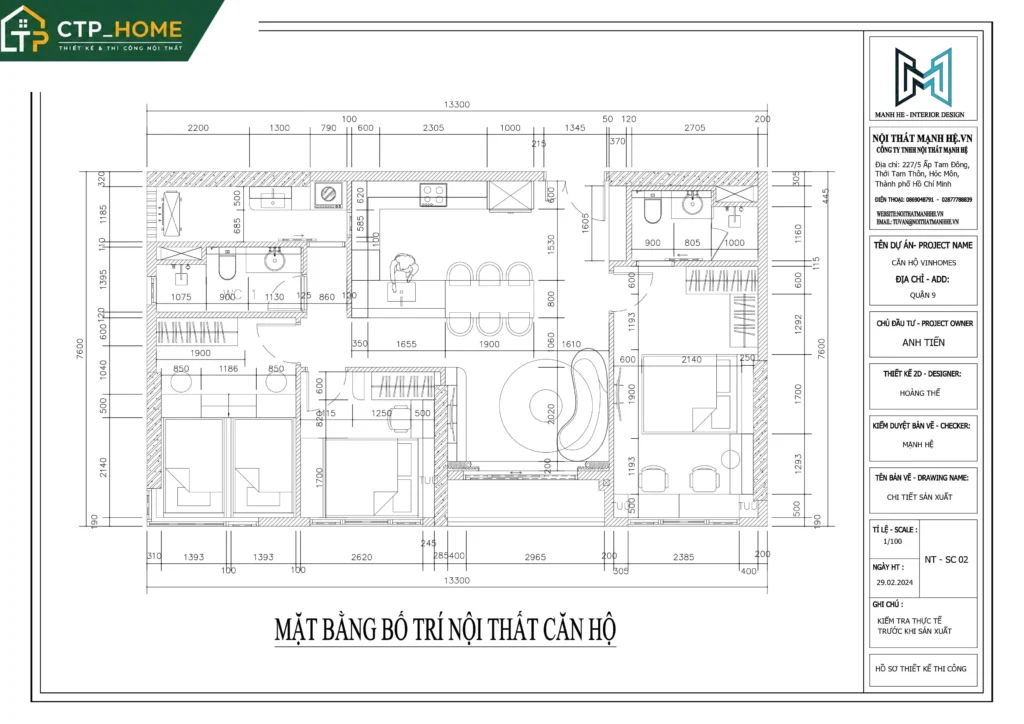 Thiết kế nội thất chung cư Masteri Centre Point 89m2 Type 2 hiện đại - Ảnh 8